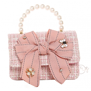 Roze schouder-handtas met strik 01 Roze schouder-handtas met strik 01